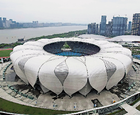 　　圖：圖為杭州亞運會主場館。\資料圖片