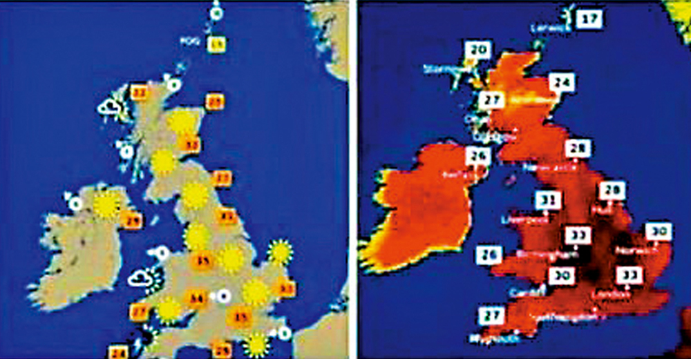 　　圖：有網友發布兩張氣象對比圖，試圖證明全球暖化不存在。\網絡圖片