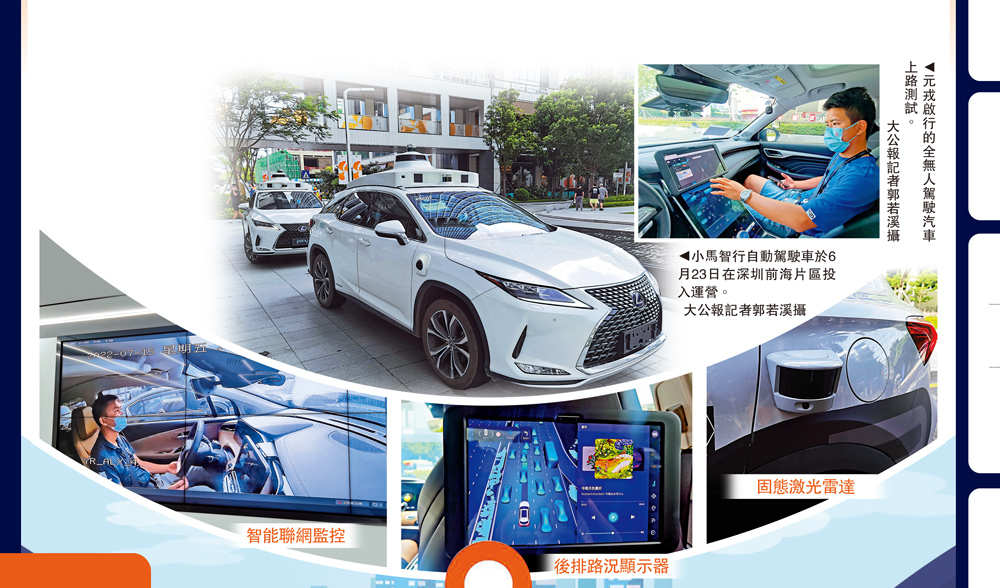 　　圖：小馬智行自動駕駛車於6月23日在深圳前海片區投入運營。\大公報記者郭若溪攝