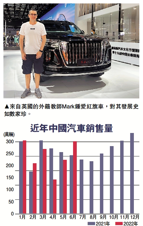 　　圖：來自英國的外籍教師Mark鍾愛紅旗車，對其發展史如數家珍。