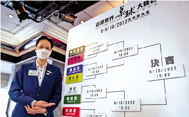 　　圖：羅永聰昨出席香港世界桌球大師賽抽籤儀式。\法新社