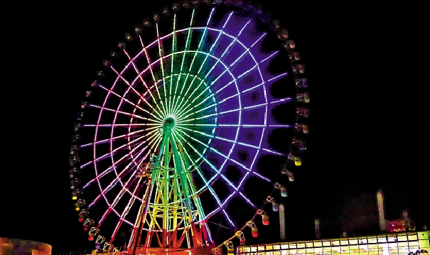 　　圖：轉動23年的東京台場大摩天輪周三晚最後一次營業。\網絡圖片