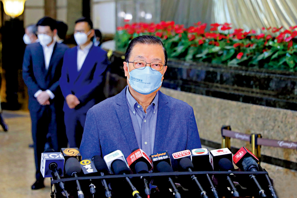 　　圖：譚耀宗表示，全國人大代表將於年底換屆，選舉會議將選出新一屆36名港區全國人大代表。