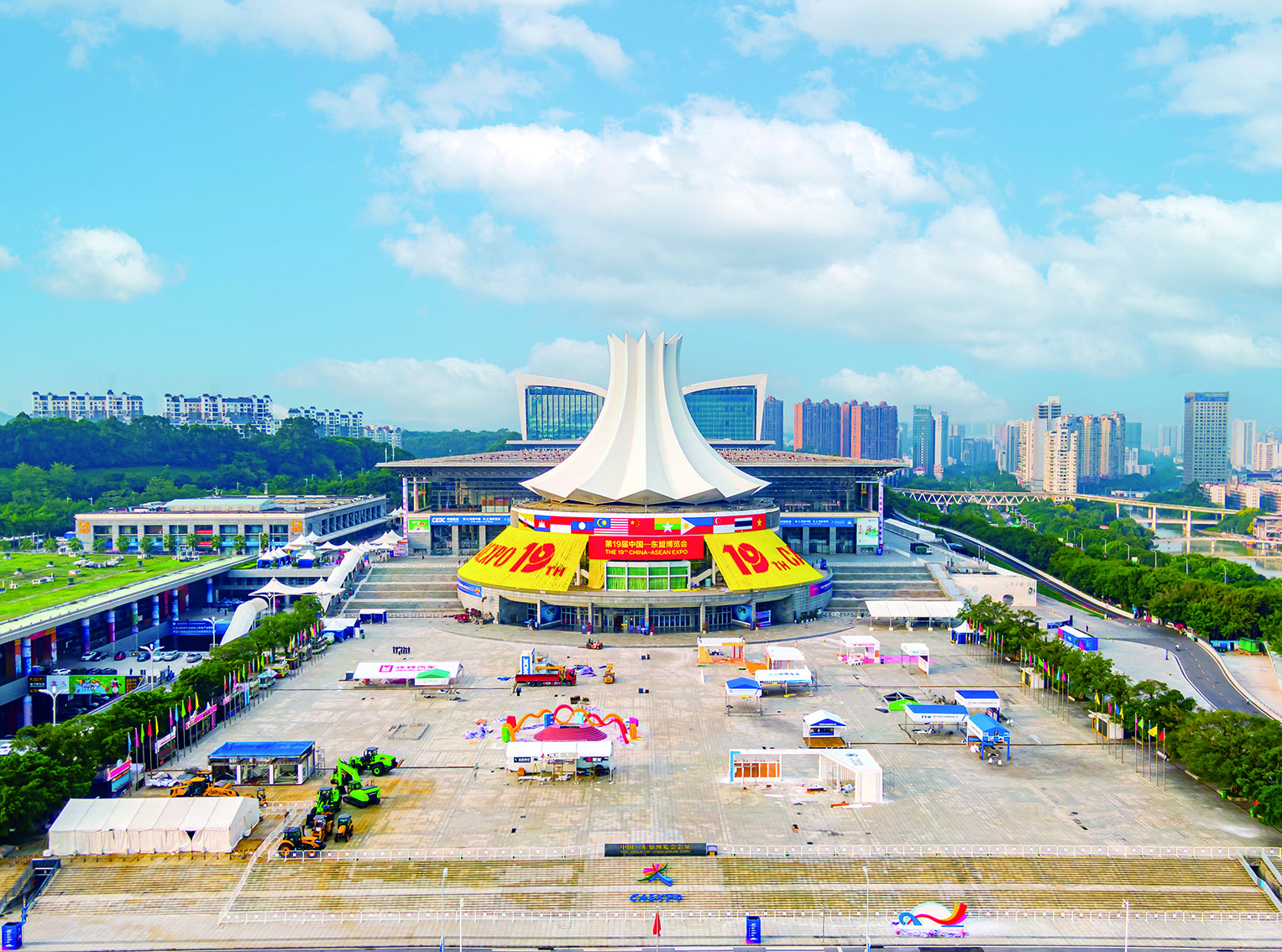 　　圖：第19屆中國—東盟博覽會今天在廣西南寧開幕，圖為中國—東盟博覽會永久會址南寧國際博覽中心。\吳志勇 攝