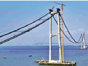 　　圖：深中通道伶仃洋大橋主纜索股完成架設。\受訪者供圖