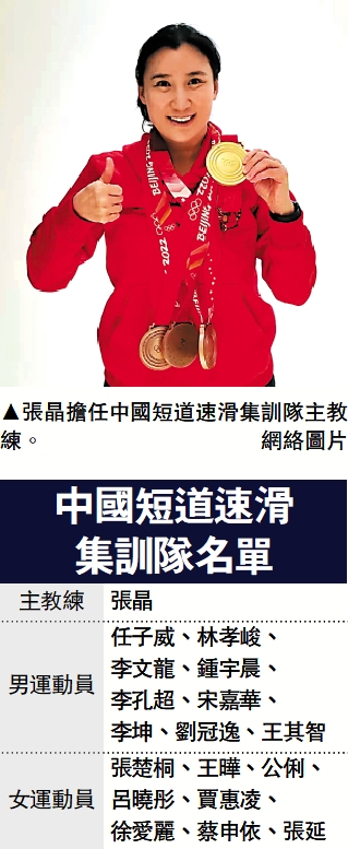 　　圖：張晶擔任中國短道速滑集訓隊主教練。\網絡圖片