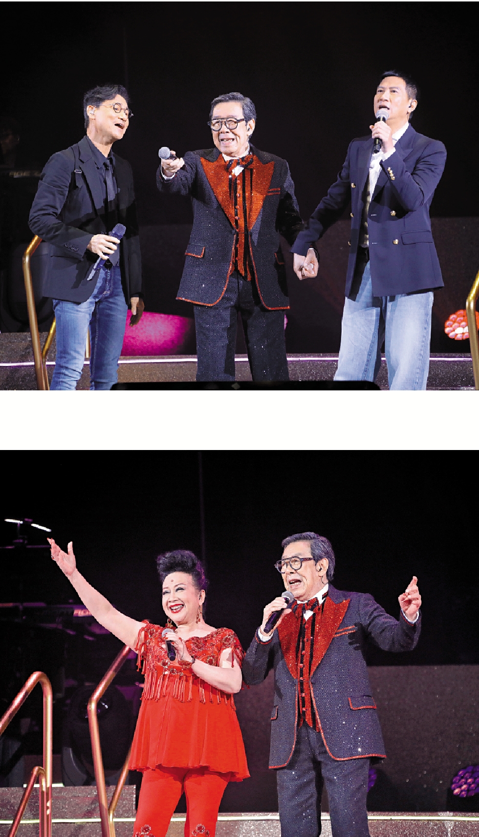 　　上圖：張學友（左）、張家輝（右）擔任修哥演唱會嘉賓。