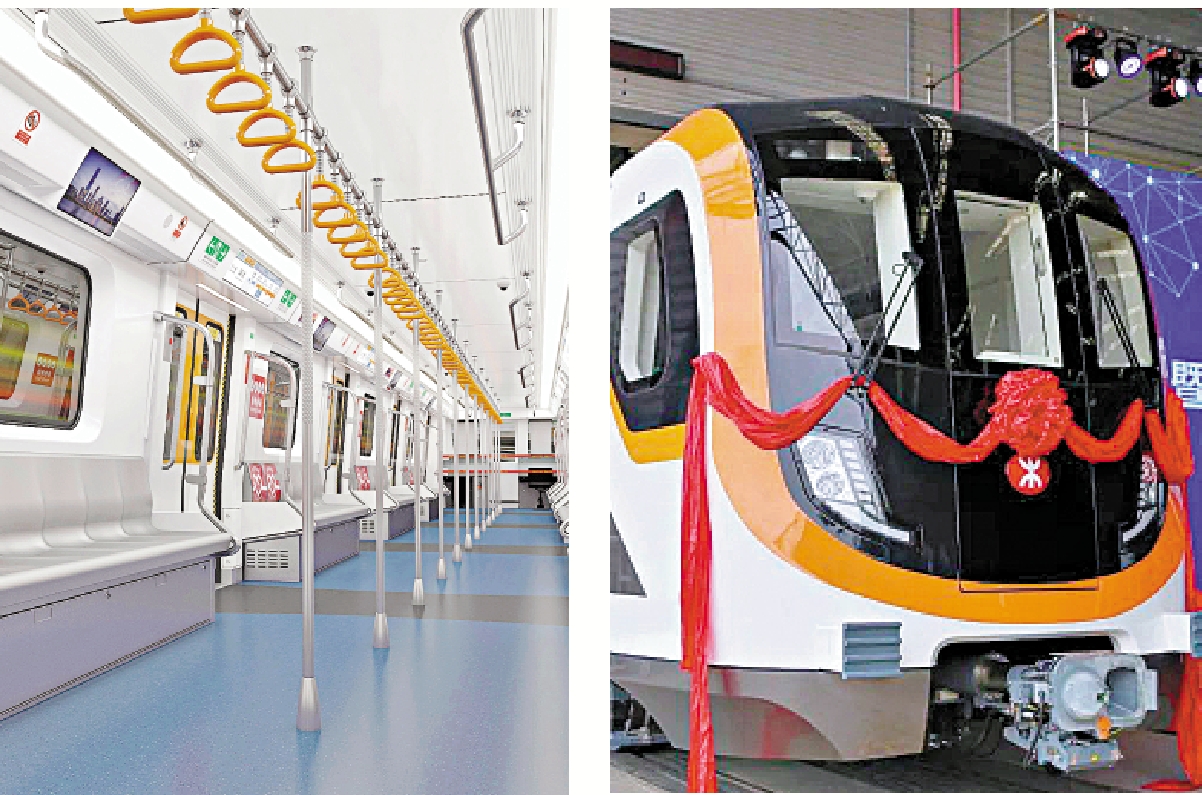 　　左圖：列車內部，司機室與客室採用貫通一體式設計，寬敞明亮。