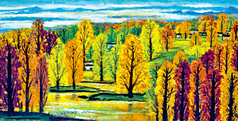 　　圖：林風眠畫作《秋林》。\圖源：佳士得