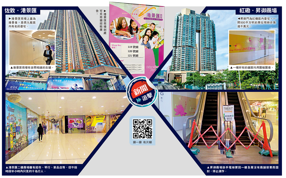 　　圖：港景匯商場到處可見商舖招租廣告。