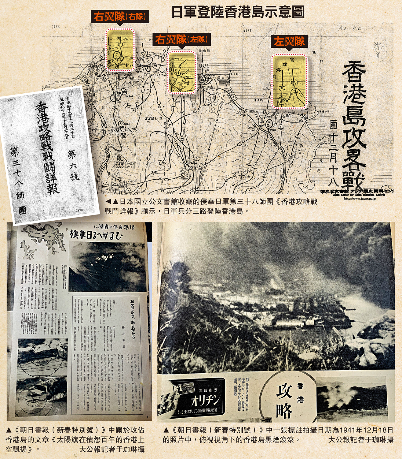 　　圖：日軍登陸香港島示意圖