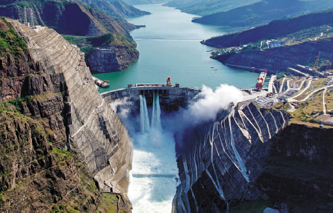 　　圖：白鶴灘水電站位於四川省寧南縣和雲南省巧家縣交界的金沙江幹流河段上，總裝機容量1600萬千瓦。\新華社