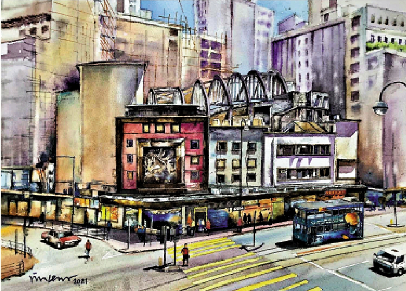 　　圖：吳永順水彩畫作品《皇都戲院》。