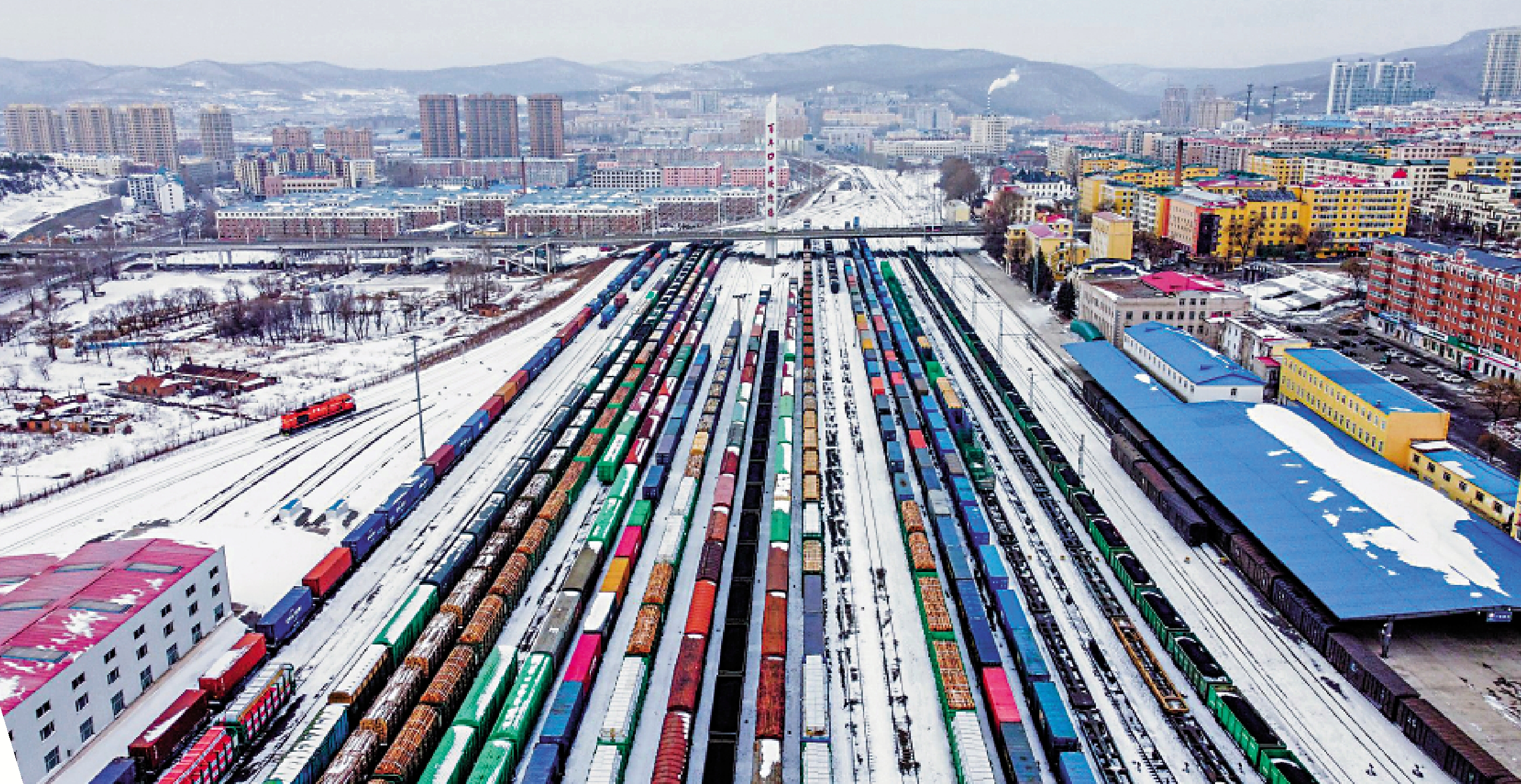 　　圖：綏芬河火車站。\新華社