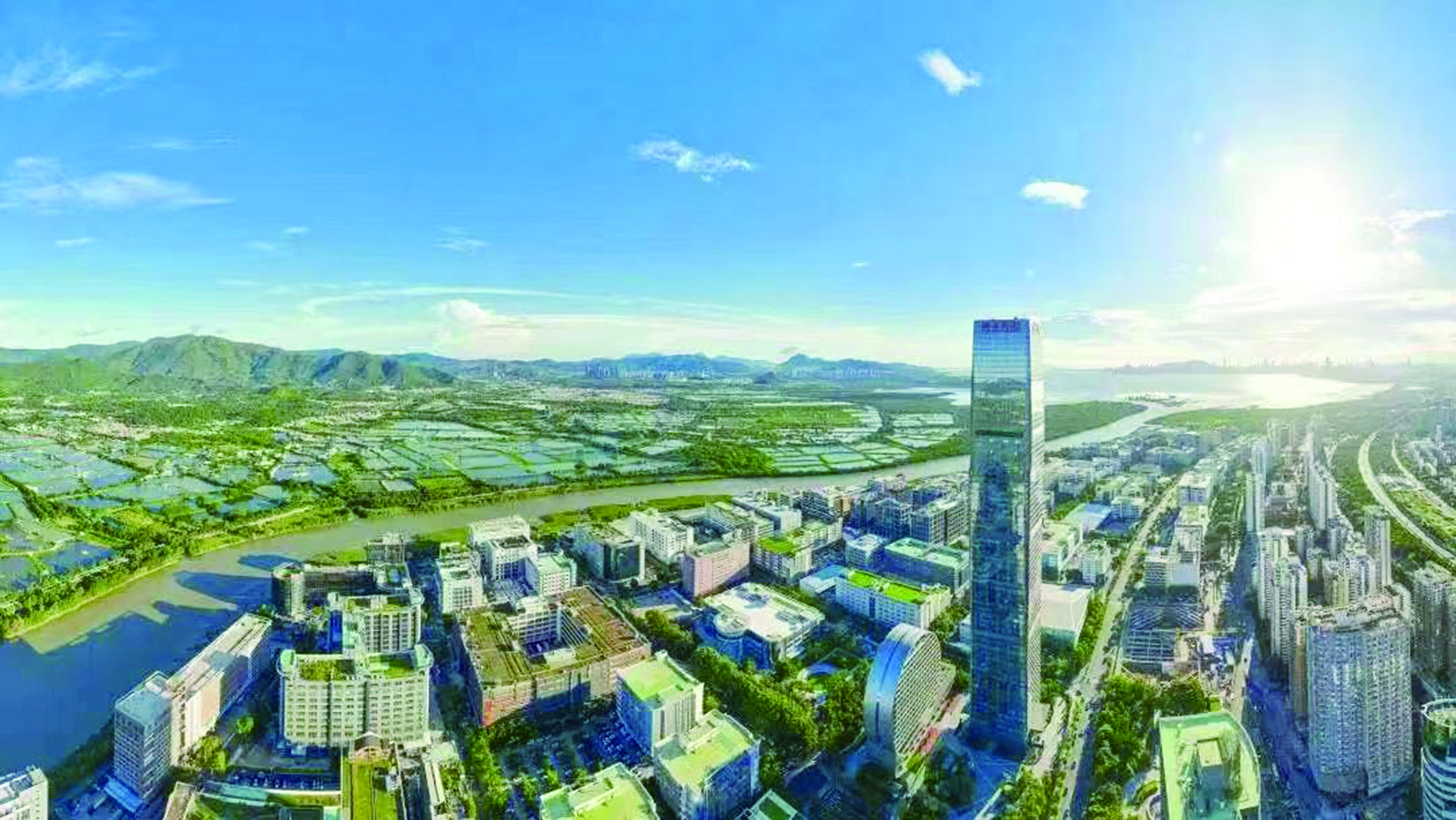 　　圖：圖為深圳和香港落馬洲河套地區及周邊風光。