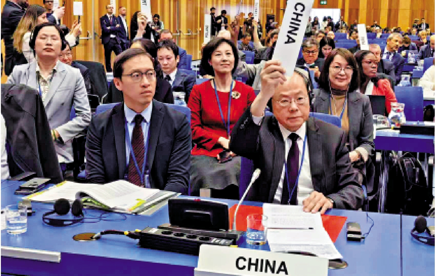 　　圖：中國國家禁毒委員會副主任曾偉雄發言時強調，中國為國際禁毒事業貢獻力量。\中通社圖片