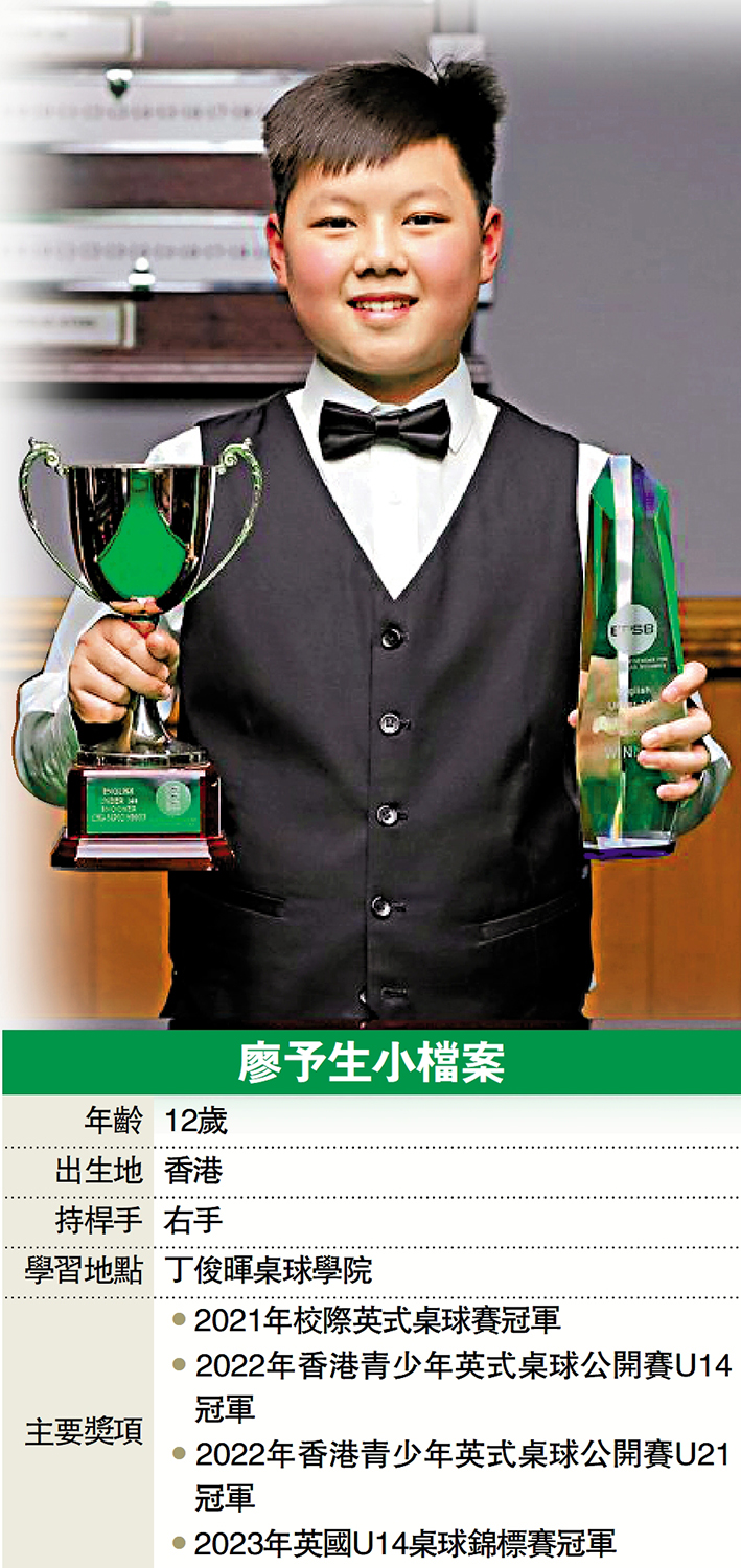 　　圖：廖予生在英國U14桌球錦標賽笑到最後。\網絡圖片