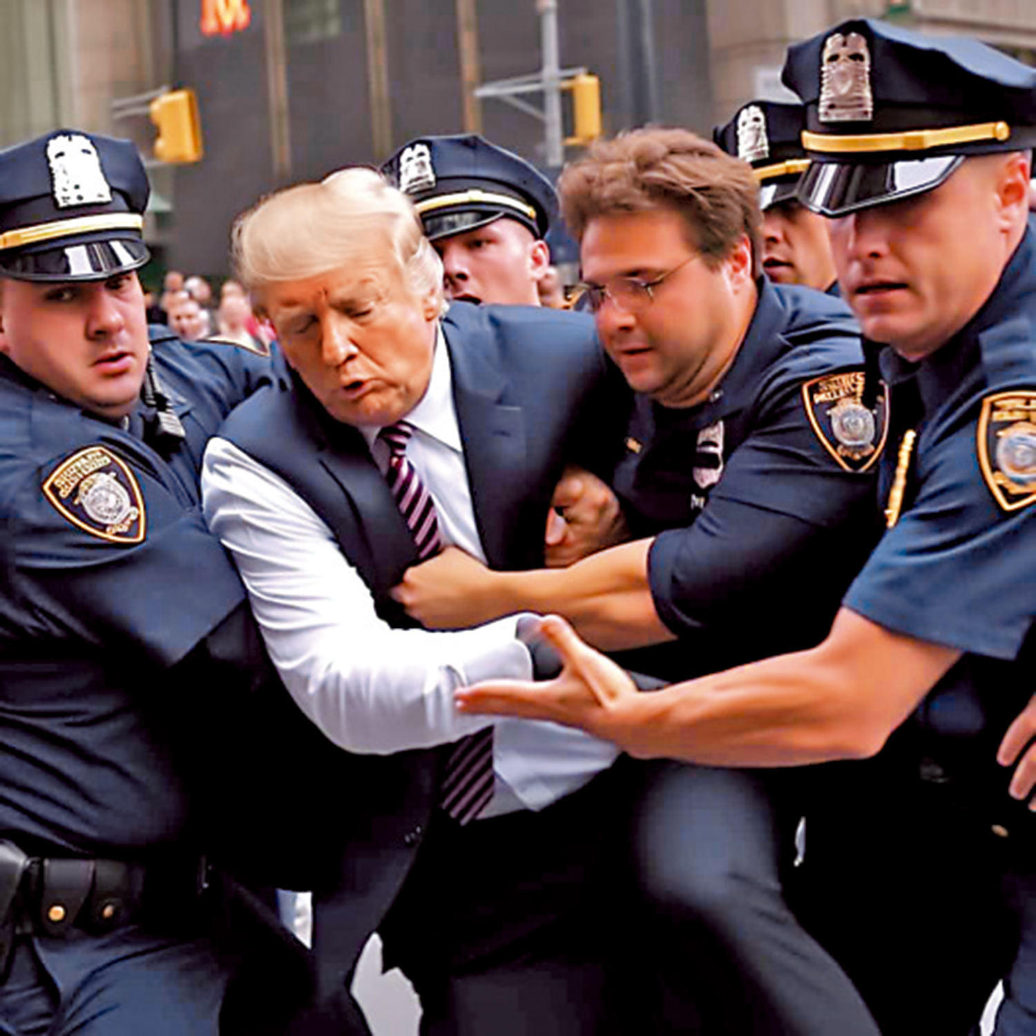 　　圖：AI生成的「特朗普被捕」照片，有人信以為真。/網絡圖片