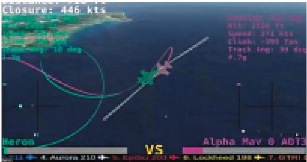 　　圖：美國一場由飛行員和AI透過模擬系統進行空戰的試驗畫面。