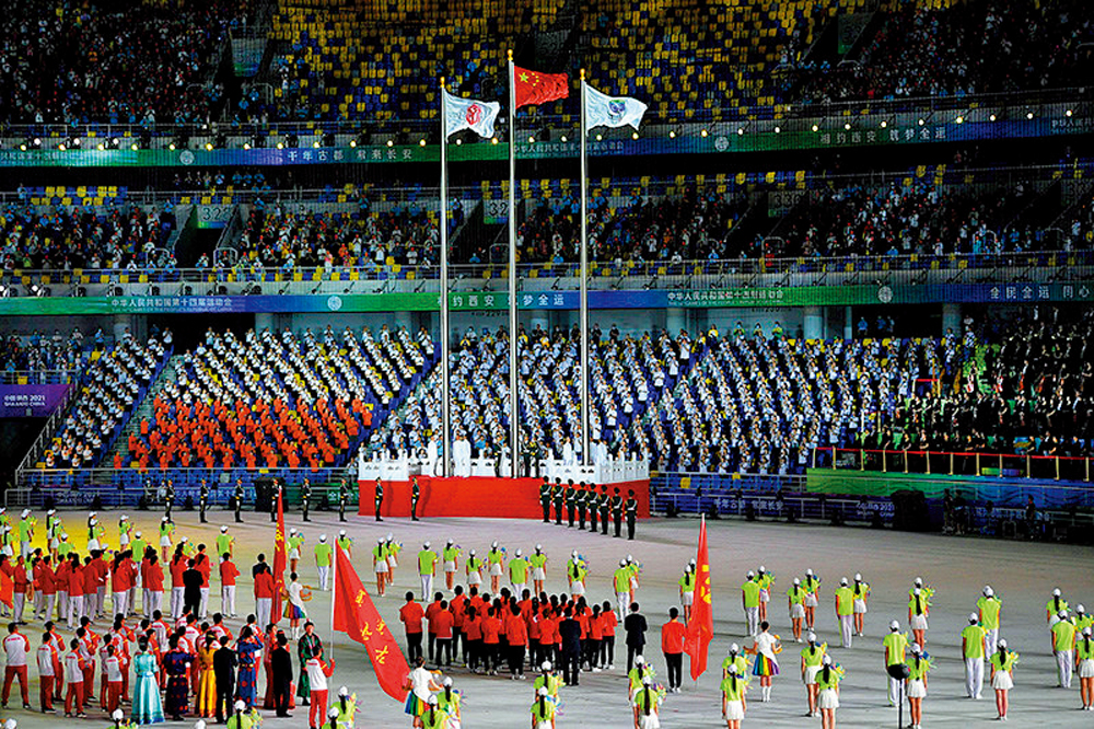 　　圖：第15屆全國運動會將於二○二五年舉行，香港將首次共同承辦全運會。圖為第十四屆全國運動會開幕式。
