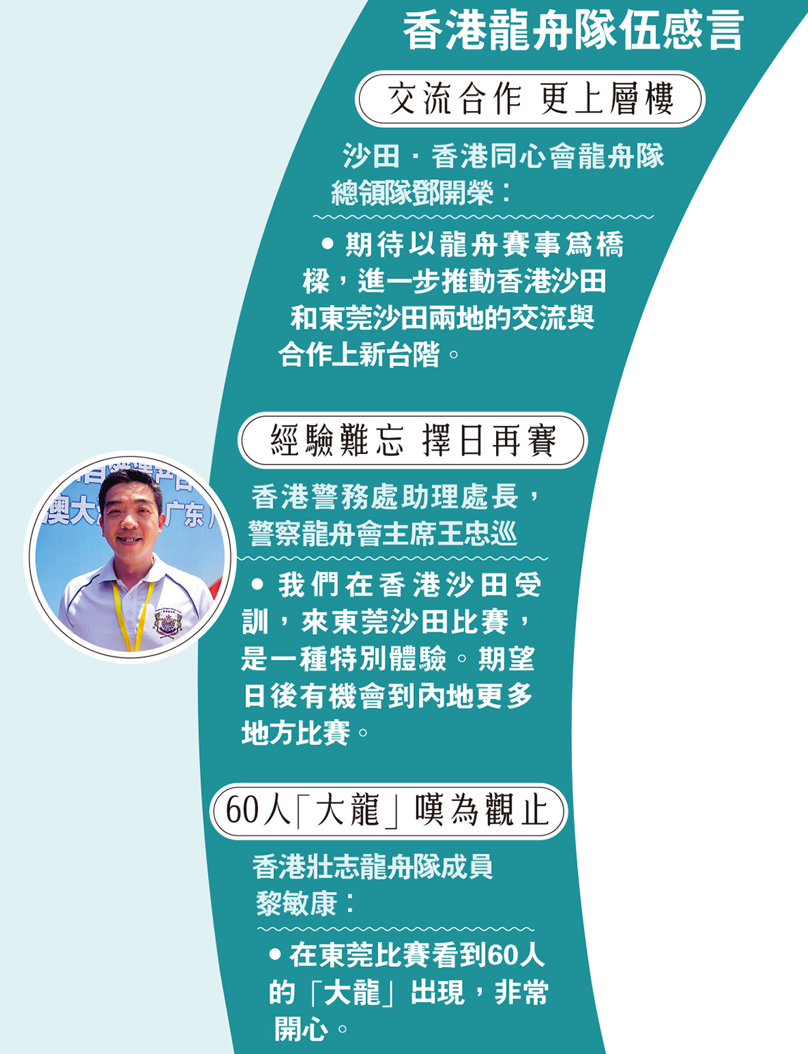 　　圖：香港龍舟隊伍感言