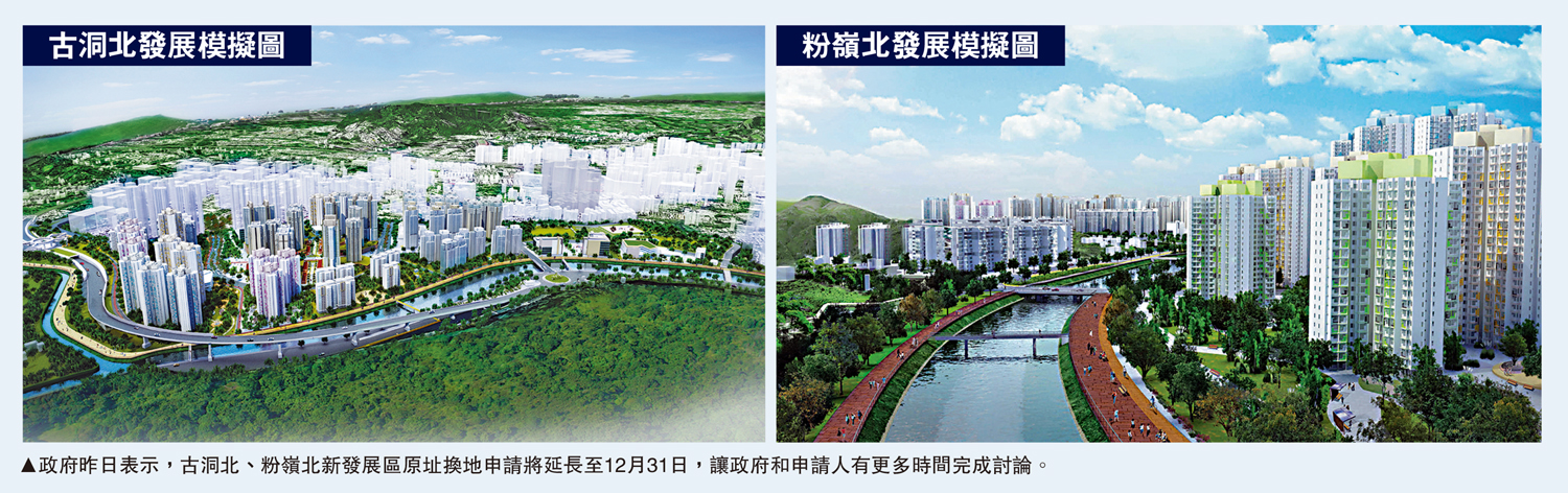 　　圖：政府昨日表示，古洞北、粉嶺北新發展區原址換地申請將延長至12月31日，讓政府和申請人有更多時間完成討論。