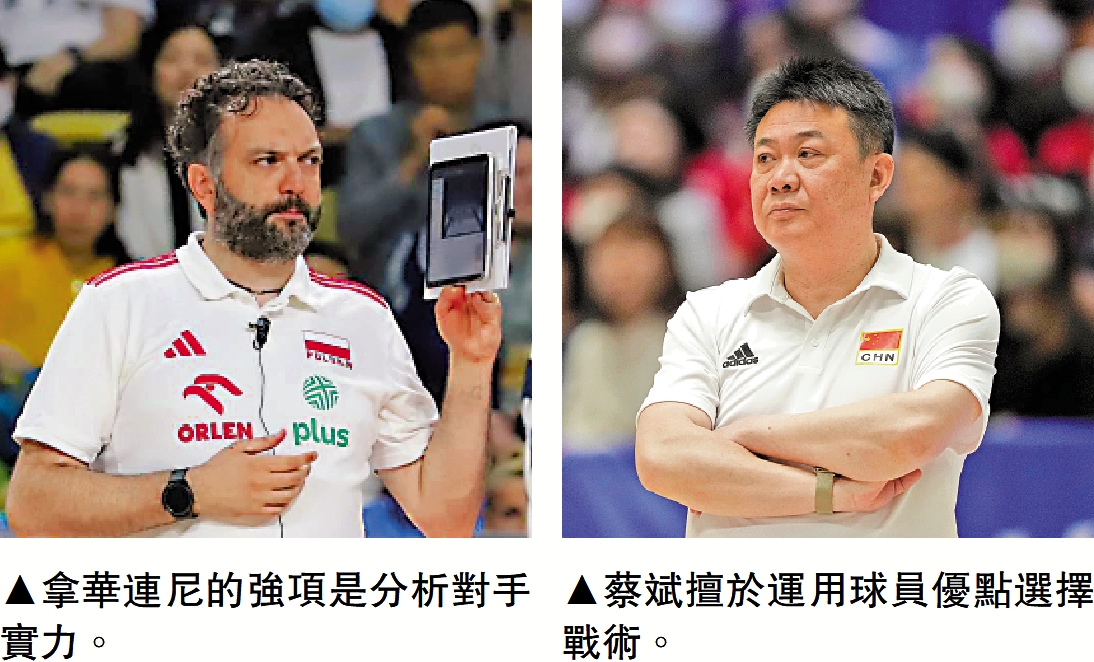 　　左圖：拿華連尼的強項是分析對手實力。右圖：蔡斌擅於運用球員優點選擇戰術。