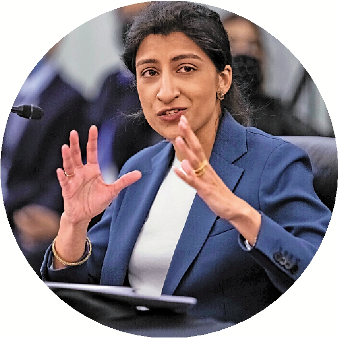 　　圖：FTC近年重點打擊科企巨頭壟斷行為，圖為FTC主席莉娜·汗。\美聯社