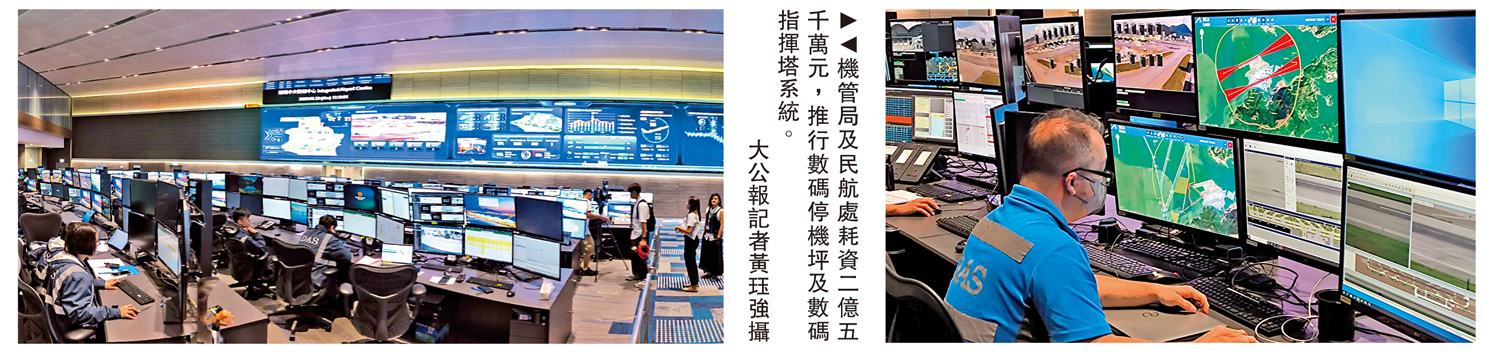 　　圖：機管局及民航處耗資二億五千萬元，推行數碼停機坪及數碼指揮塔系統。\大公報記者黃珏強攝