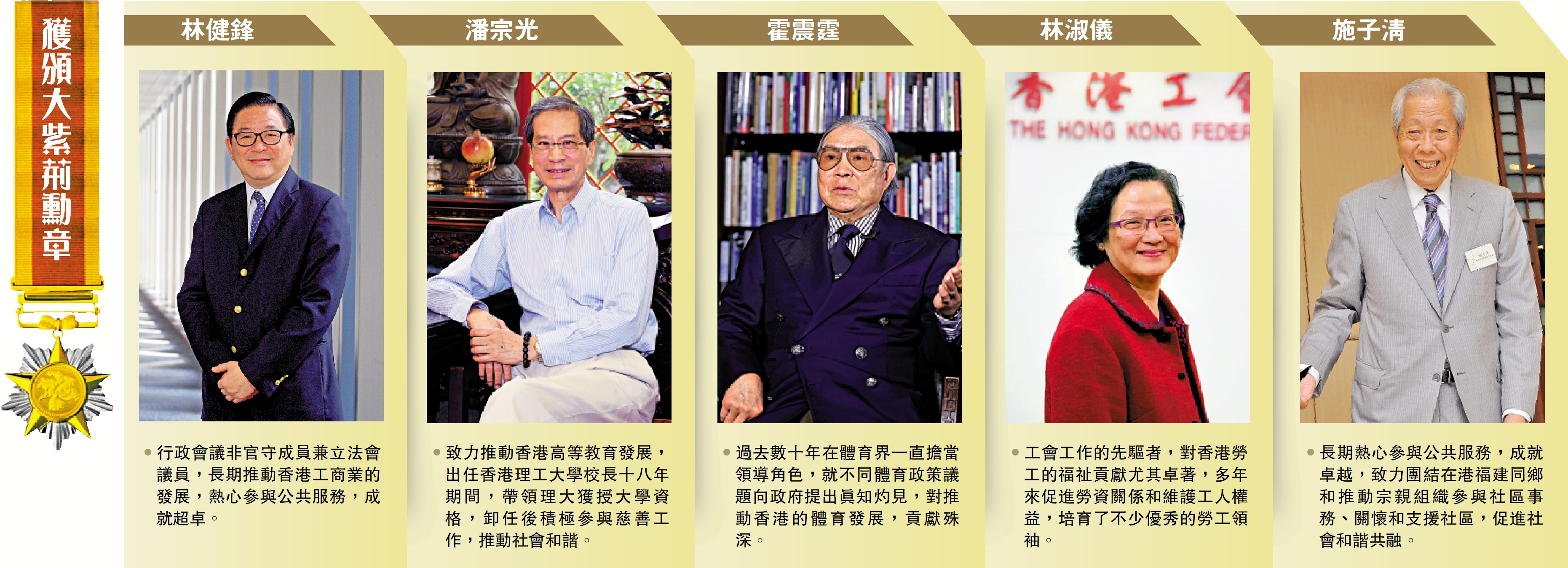 　　圖：獲頒大紫荊勳章