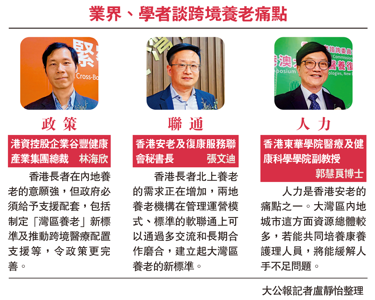 　　圖：業界、學者談跨境養老痛點