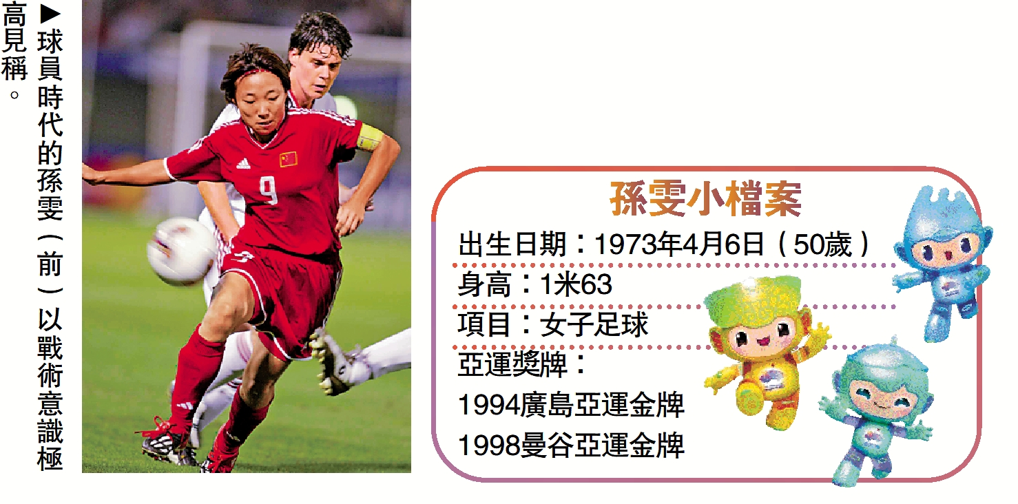 　　圖：球員時代的孫雯（前）以戰術意識極高見稱。