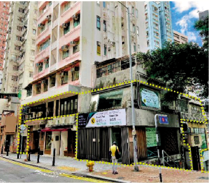 　　圖：中環荷李活道金荷大廈巨舖連一層商業樓層放售。