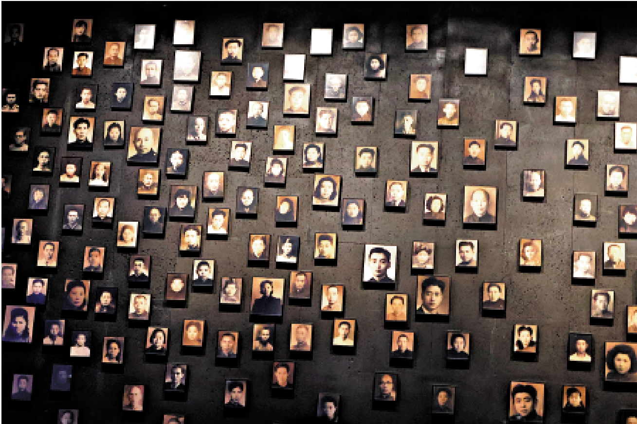 　　圖：紀念館內的南京大屠殺倖存者照片牆。\大公報實習記者朱文豔攝