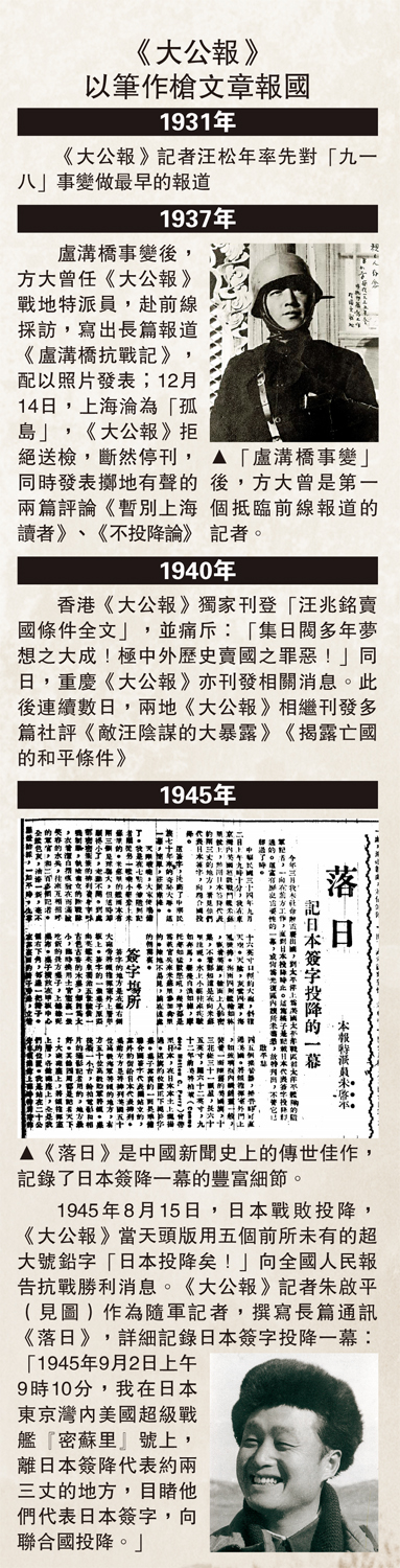 　　圖：《大公報》以筆作槍文章報國