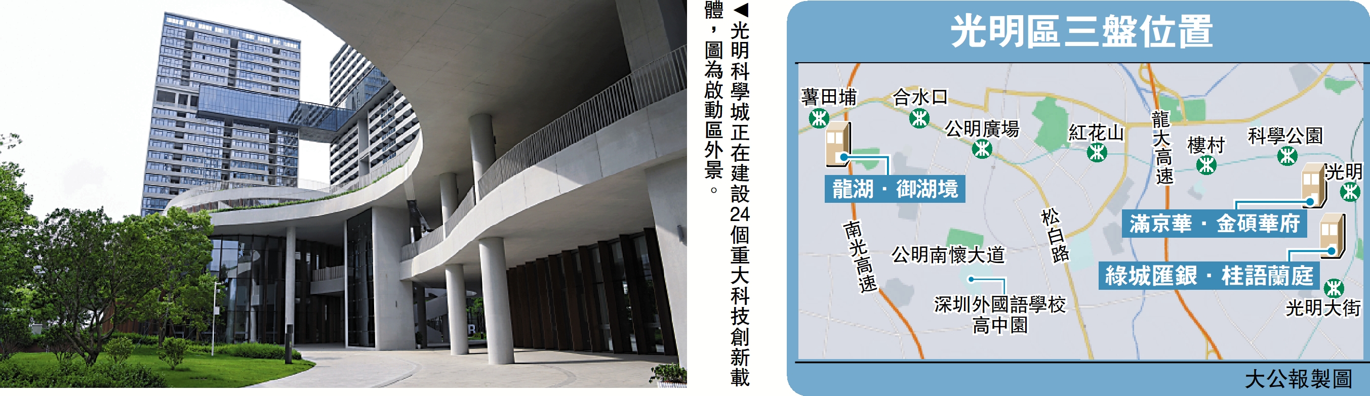 　　圖：光明科學城正在建設24個重大科技創新載體，圖為啟動區外景。