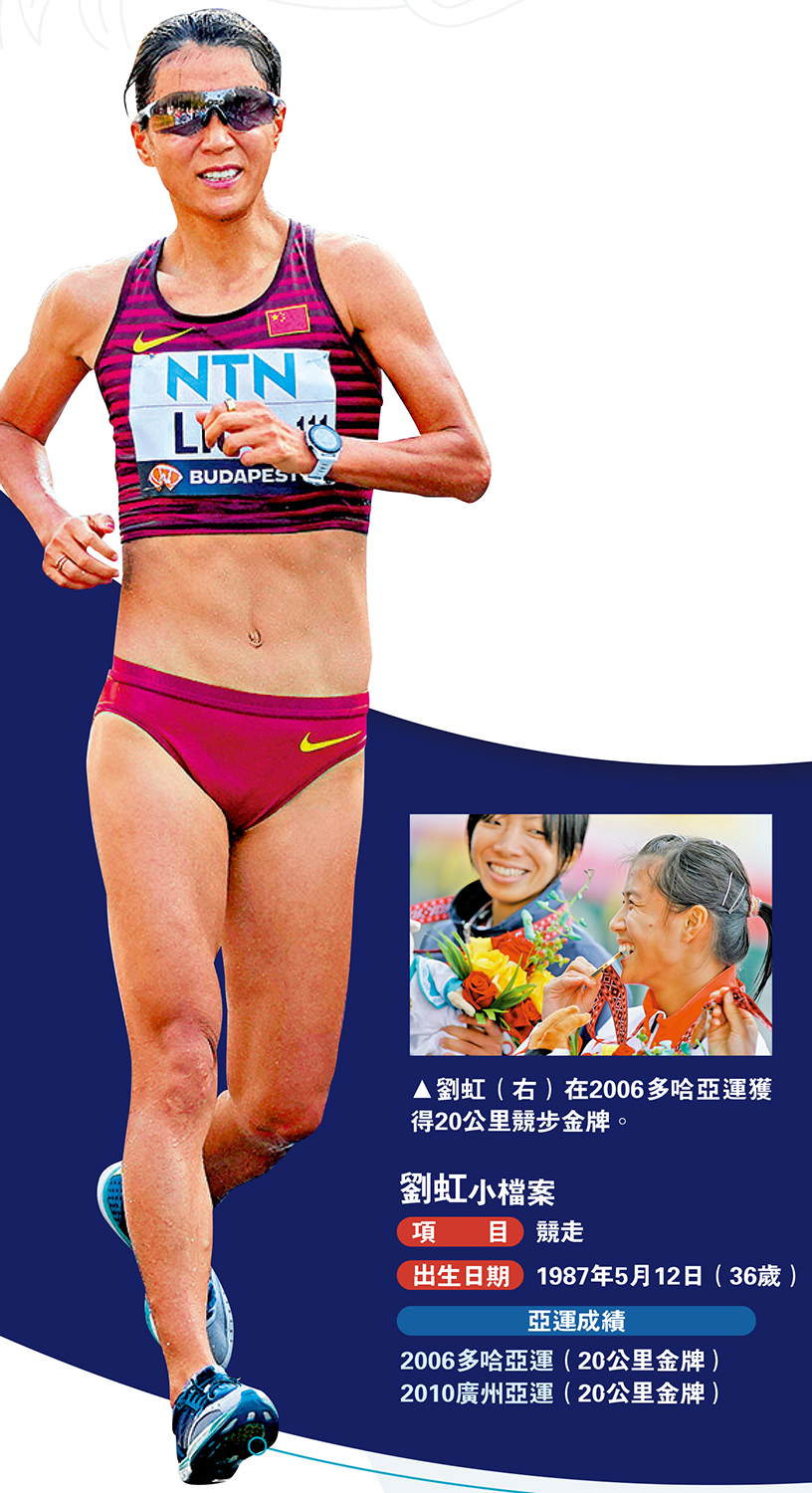 　　圖：劉虹（右）在2006多哈亞運獲得20公里競步金牌。