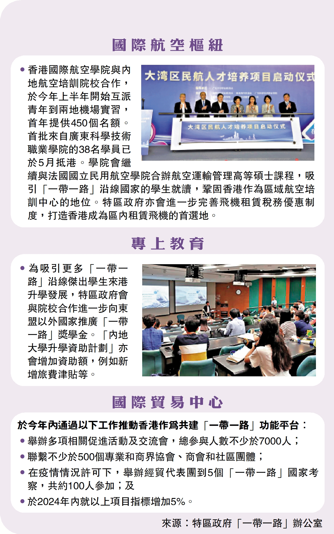 　　圖：特區政府提升香港專業服務政策（部分）