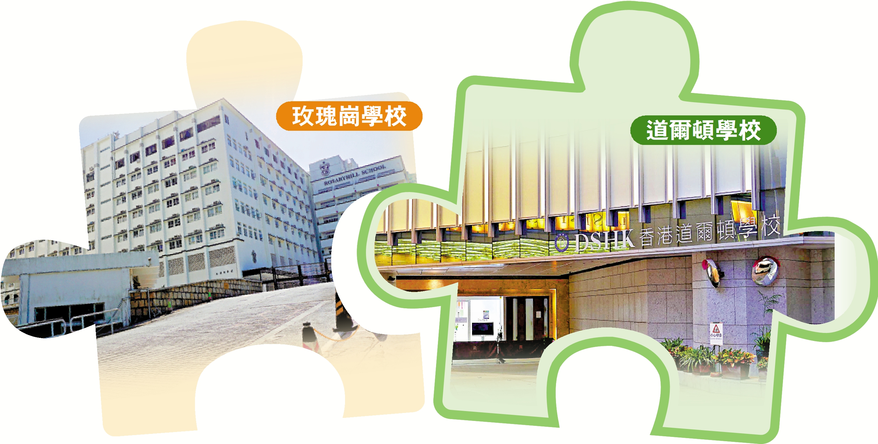 　　左圖：玫瑰崗中學下學年起不再錄取新生。右圖：道爾頓學校計劃把國際班擴展至中學。