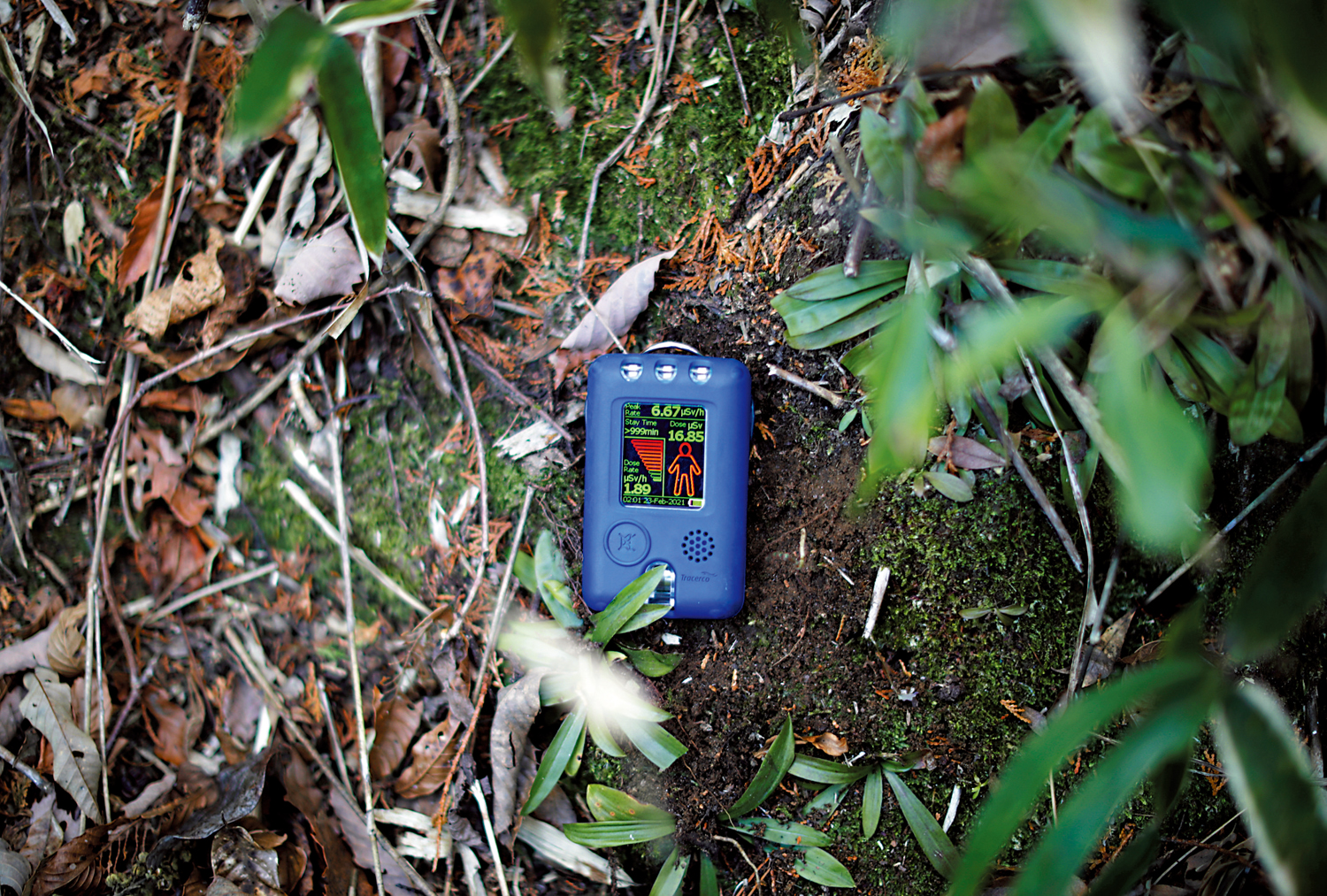 　　圖：2021年，雙葉町土地上的輻射量高達每小時1.89微希沃特，遠超正常數值。\資料圖片