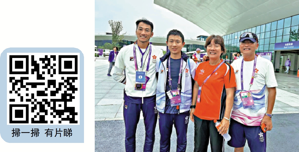 　　圖：吳紀寧（右一）指香港賽艇隊需要進一步加強與內地交流。圖為吳紀寧與內地賽艇同行合影。\大公報特派記者敖敏輝攝