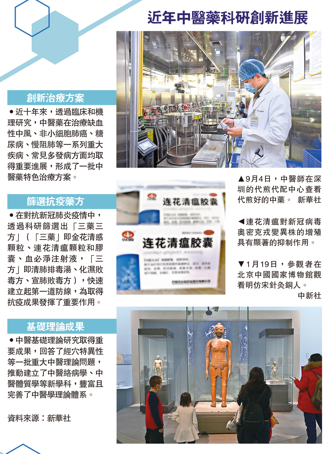 　　圖：近年中醫藥科研創新進展