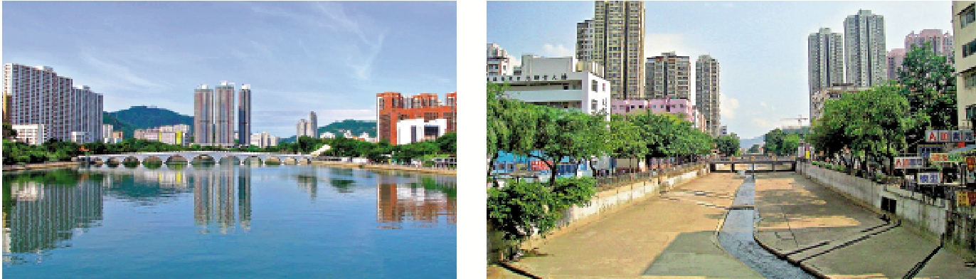　　圖：政府將會推行「悅目亮麗城市計劃」，重點打造城門河（左）及元朗明渠（右）成為賞花熱點。
