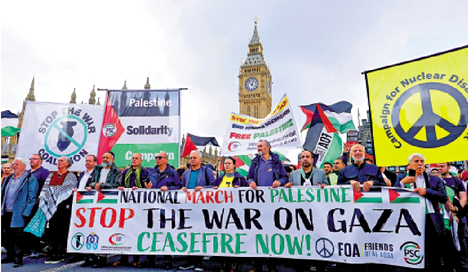 　　圖：英國倫敦28日爆發停戰示威。\路透社