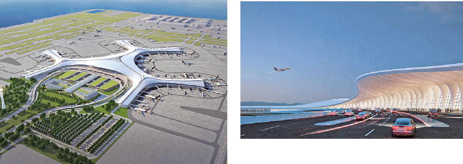 　　圖：大連金州灣國際機場建成效果圖。