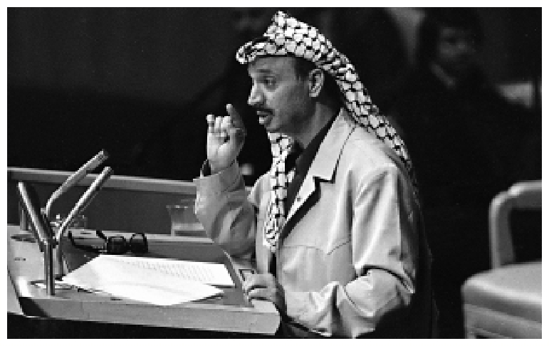 　　圖：巴解組織領導人阿拉法特1974年在聯合國發表講話。\資料圖片