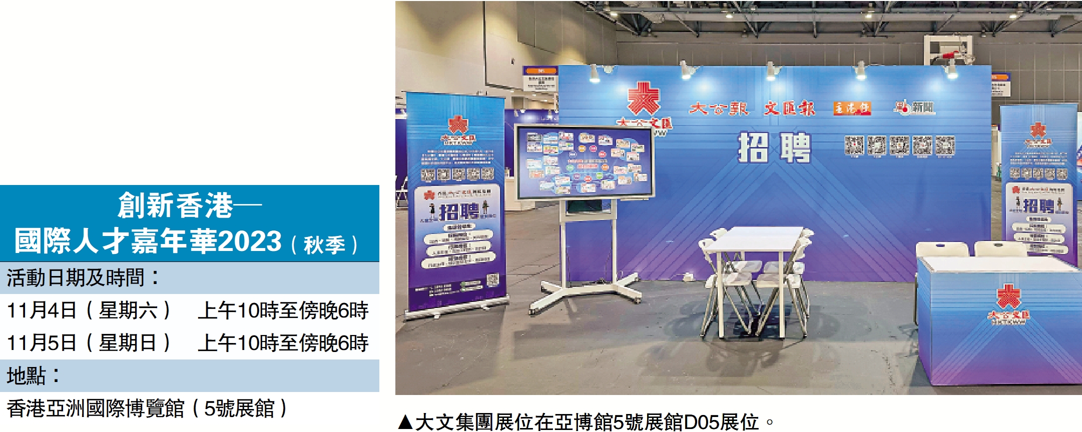　　圖：大文集團展位在亞博館5號展館D05展位。