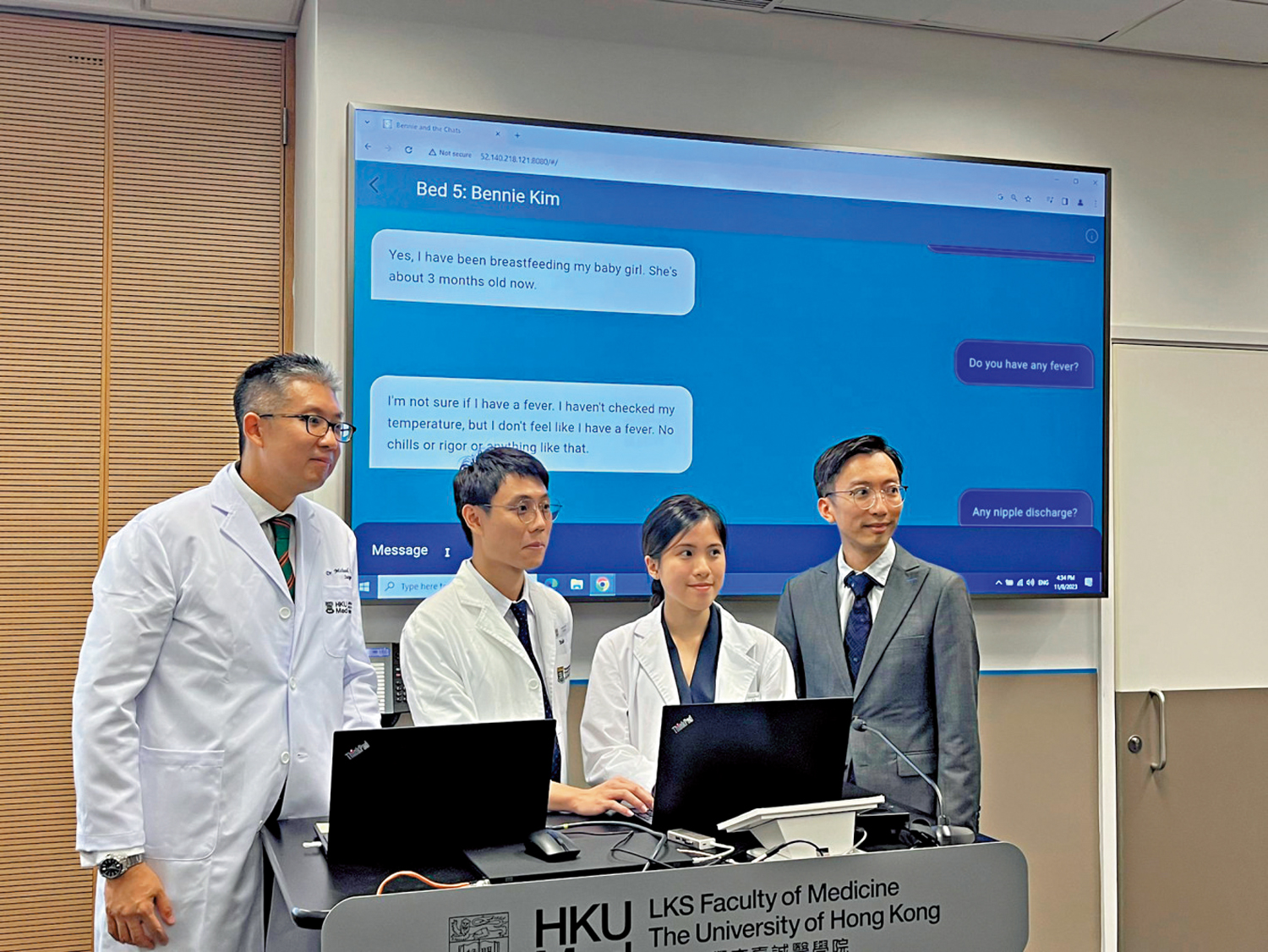 　　圖：港大研發「AI虛擬病人」應用程式，讓醫科學生有更多機會練習問診。\大公報記者趙之齊攝