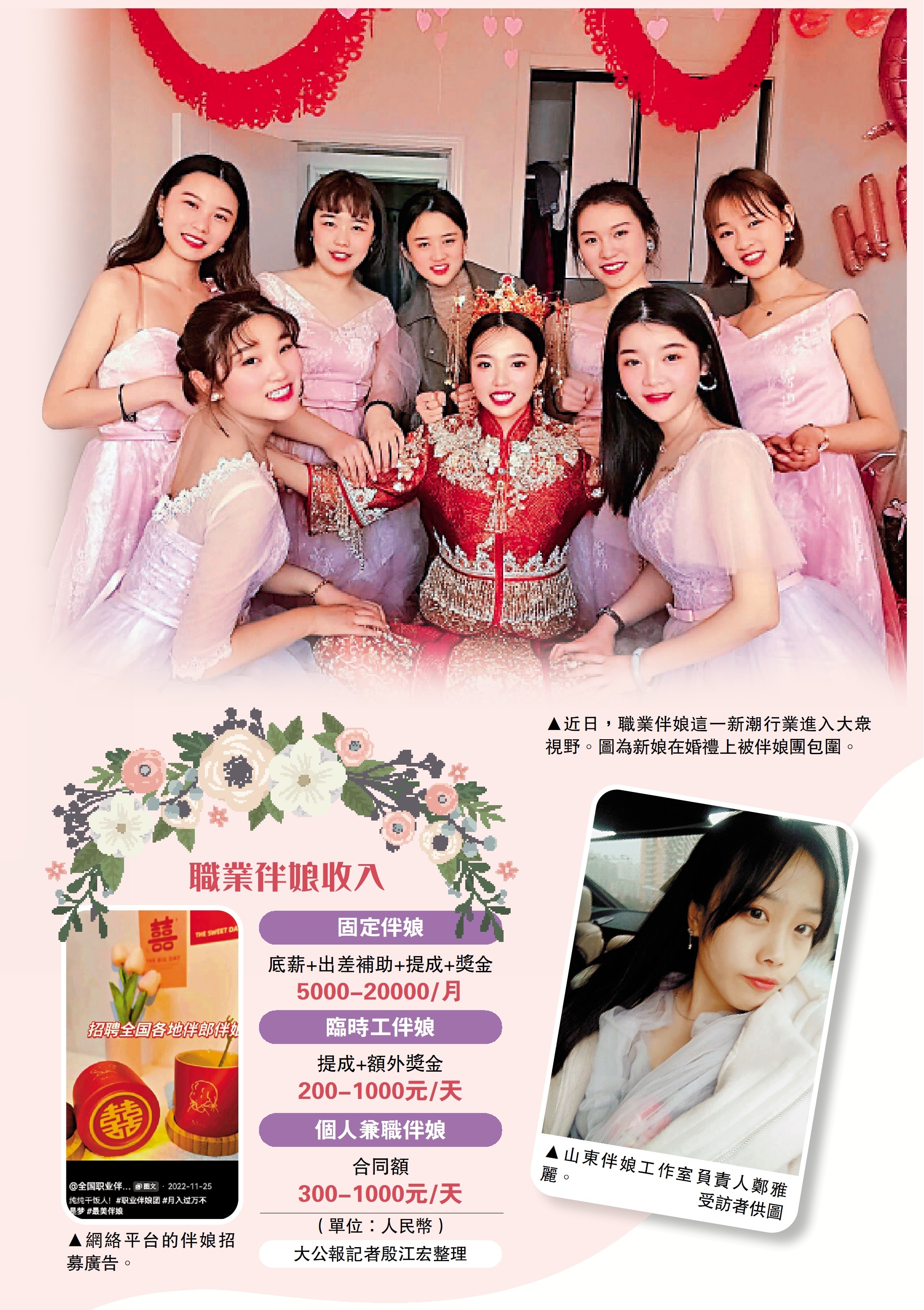 　　圖：近日，職業伴娘這一新潮行業進入大眾視野。圖為新娘在婚禮上被伴娘團包圍。