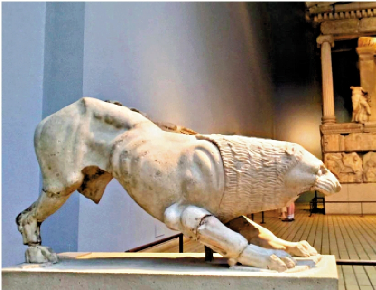 　　圖：大英博物館內的帕特農神廟雕塑。\大公報記者陳正攝